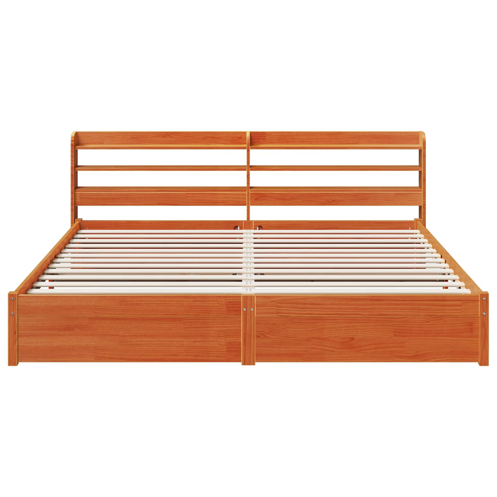 vidaXL Bettrahmen mit Kopfteil 2 pcs Wachsbraun Massivholz Kiefer