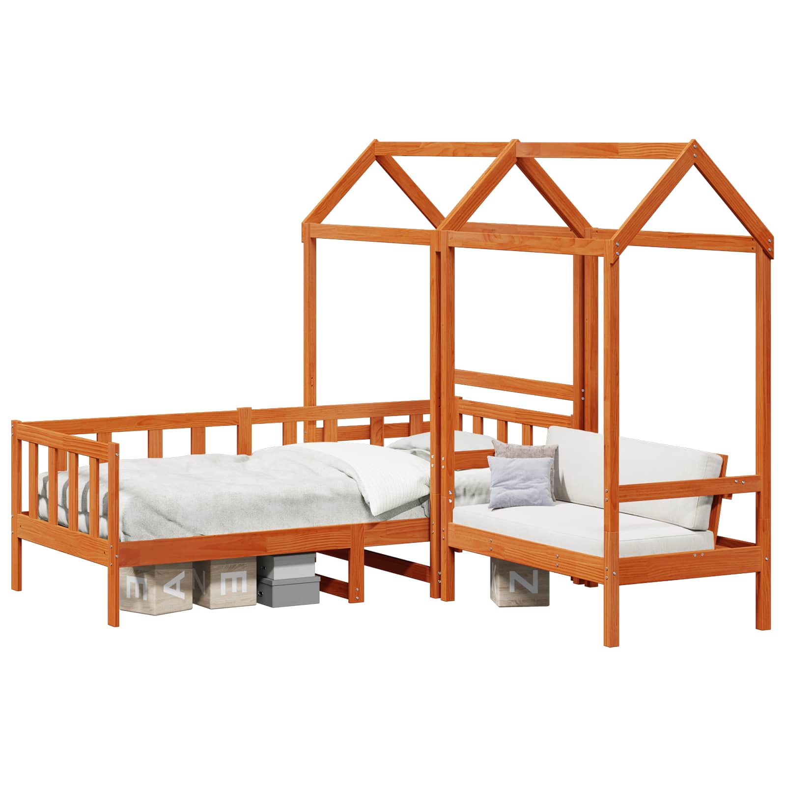 vidaXL Tagesbett Set 3 pcs Wachsbraun Massives Kiefernholz