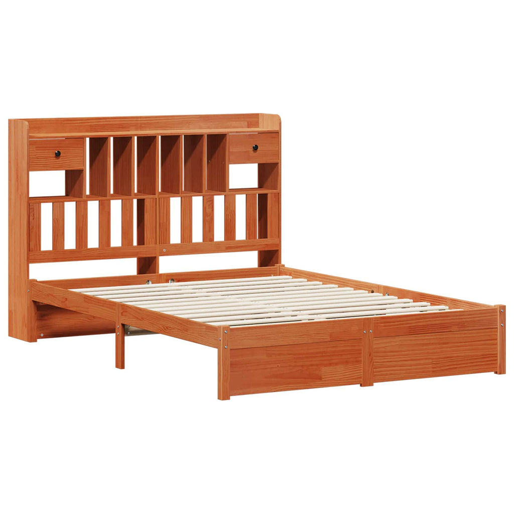 vidaXL Bücherregal Bettgestell mit Kopfteil Wachsbraun 200 x 160 cm