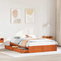 vidaXL Bettrahmen mit Schubladen 3 pcs Wachsbraun Massivholz Kiefer