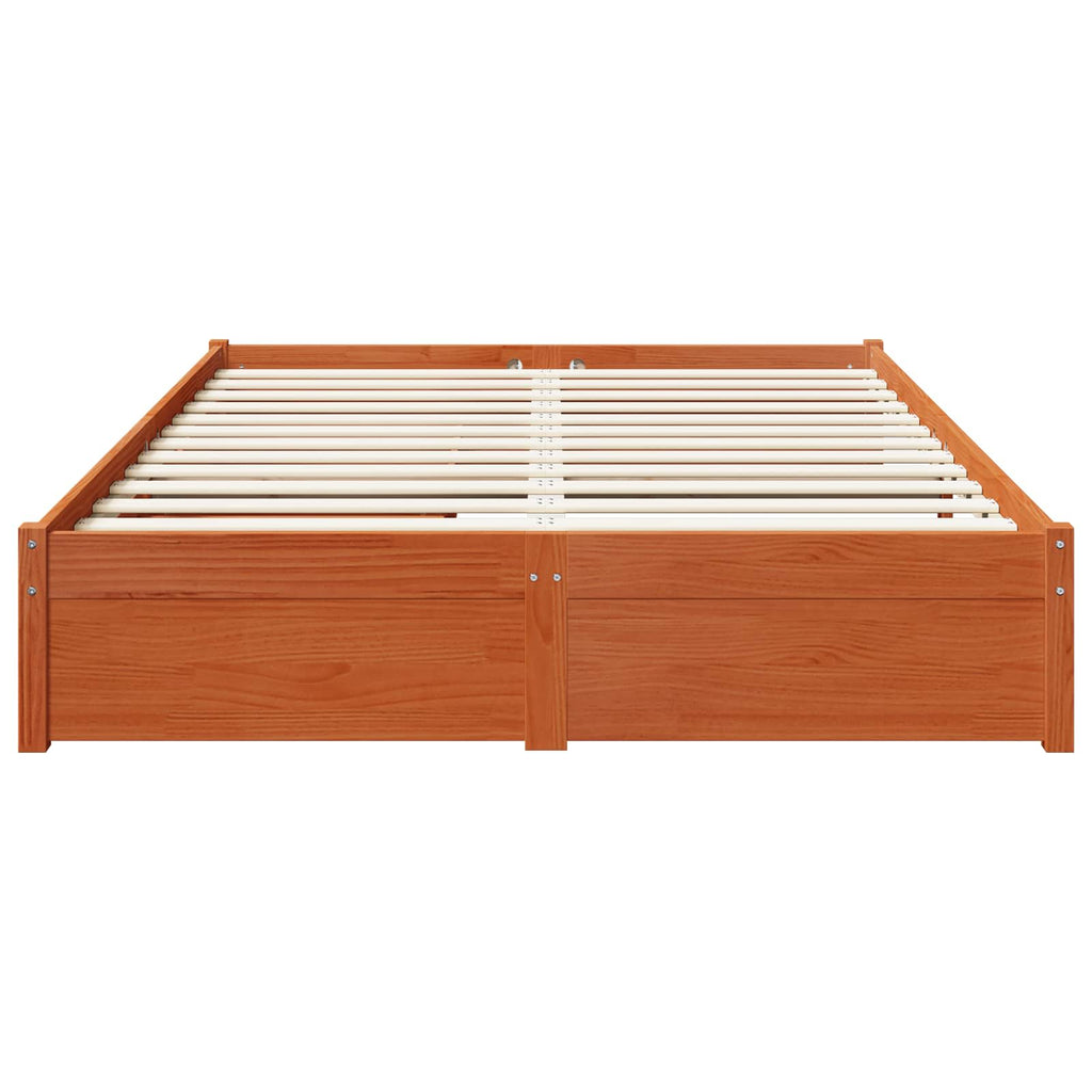 vidaXL Bettrahmen mit Schubladen 3 pcs Wachsbraun Massivholz Kiefer
