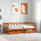 vidaXL Tagesbett mit Schubladen 3 pcs Wachsbraun Massivholz Kiefer