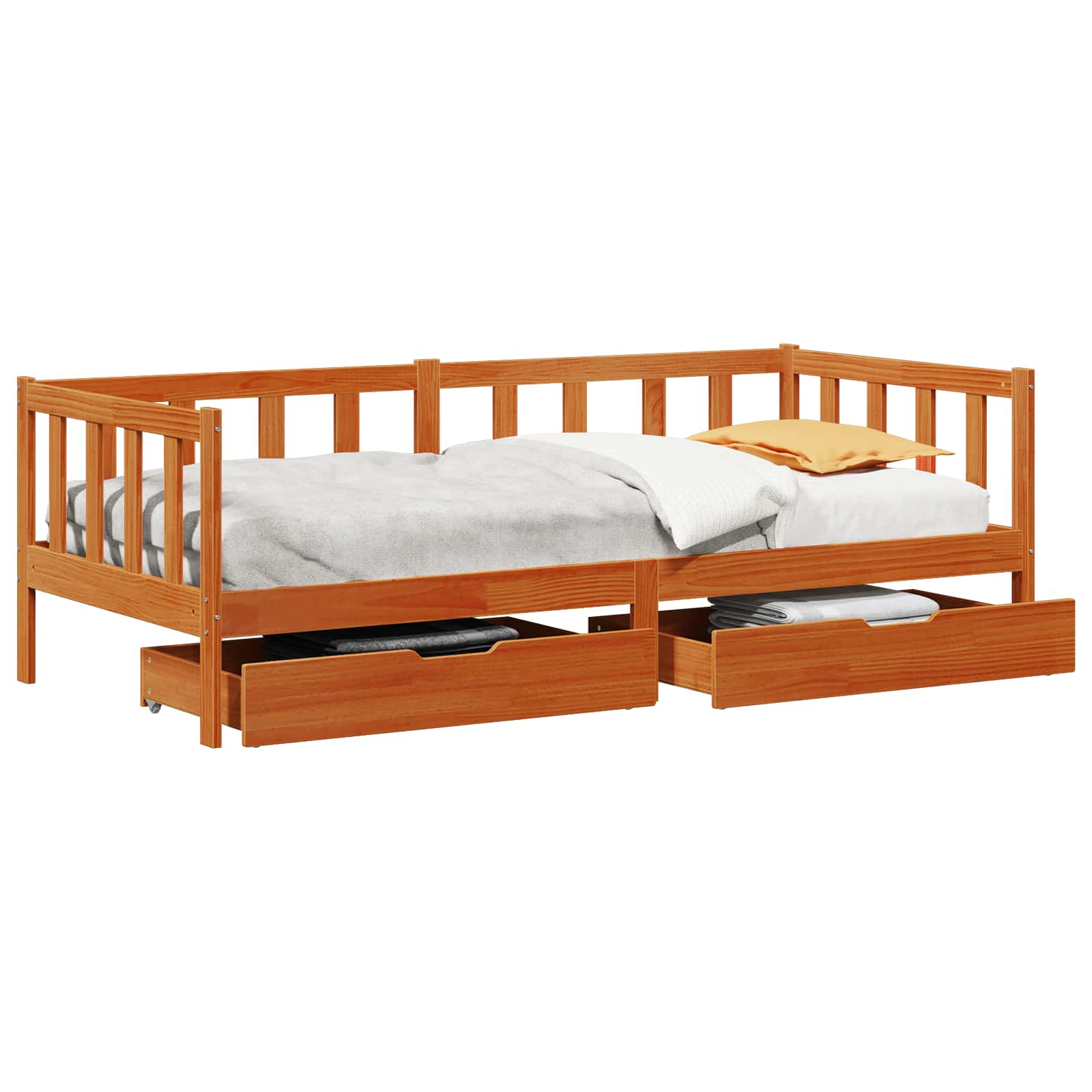vidaXL Tagesbett mit Schubladen 3 pcs Wachsbraun Massivholz Kiefer