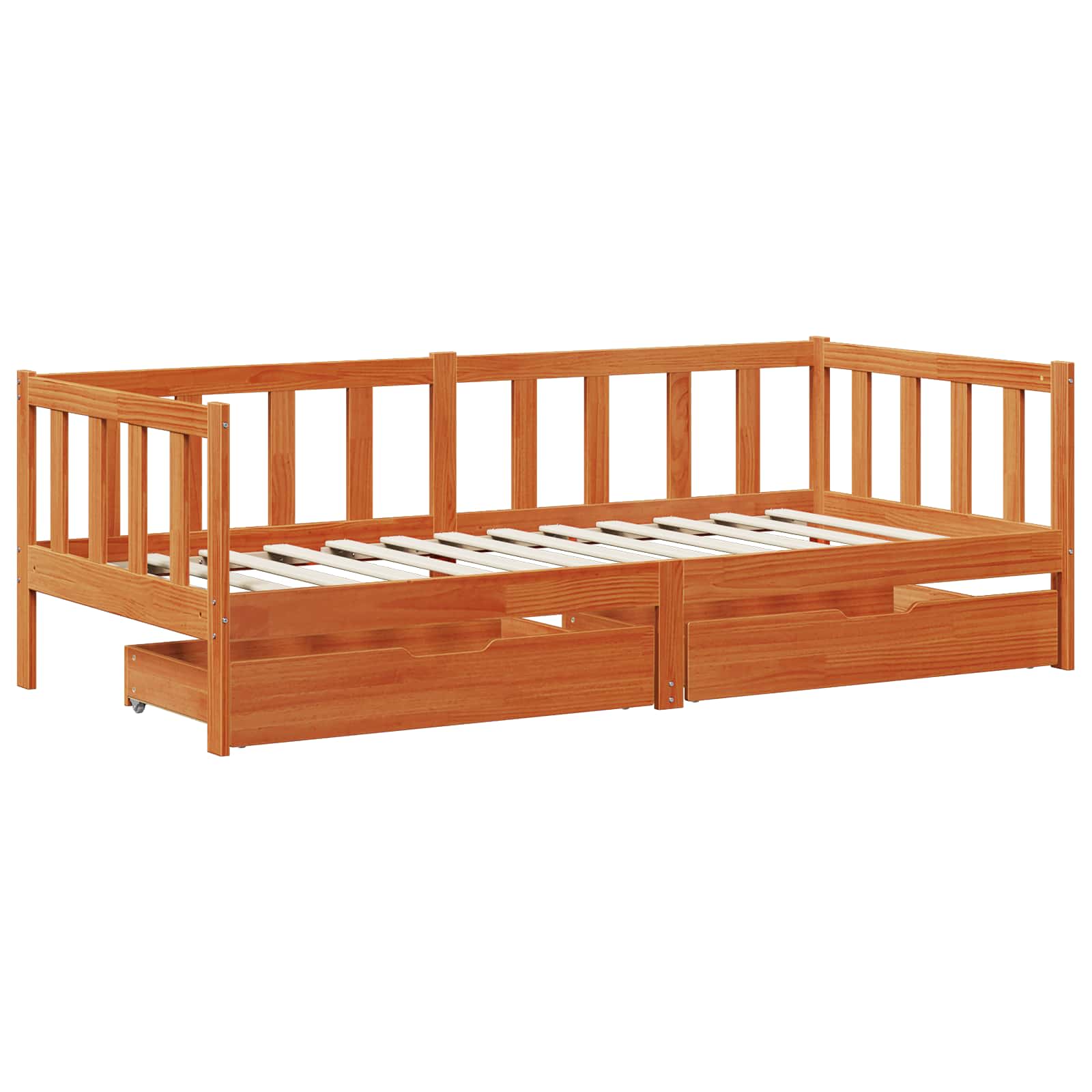 vidaXL Tagesbett mit Schubladen 3 pcs Wachsbraun Massivholz Kiefer