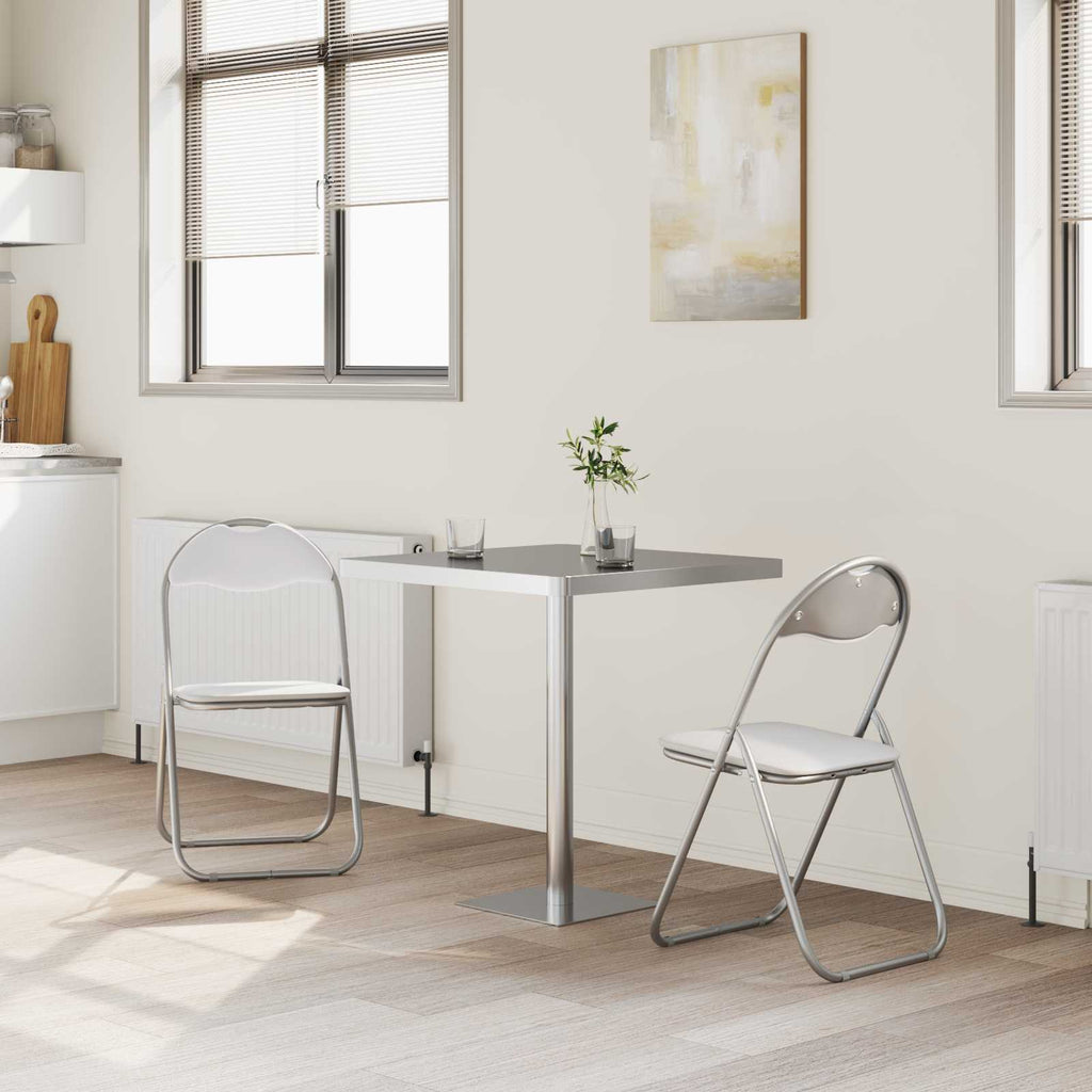 vidaXL Klappstuhl 2 pcs Weiß und Grau 48 x 43,5 x 81 cm Kunstleder