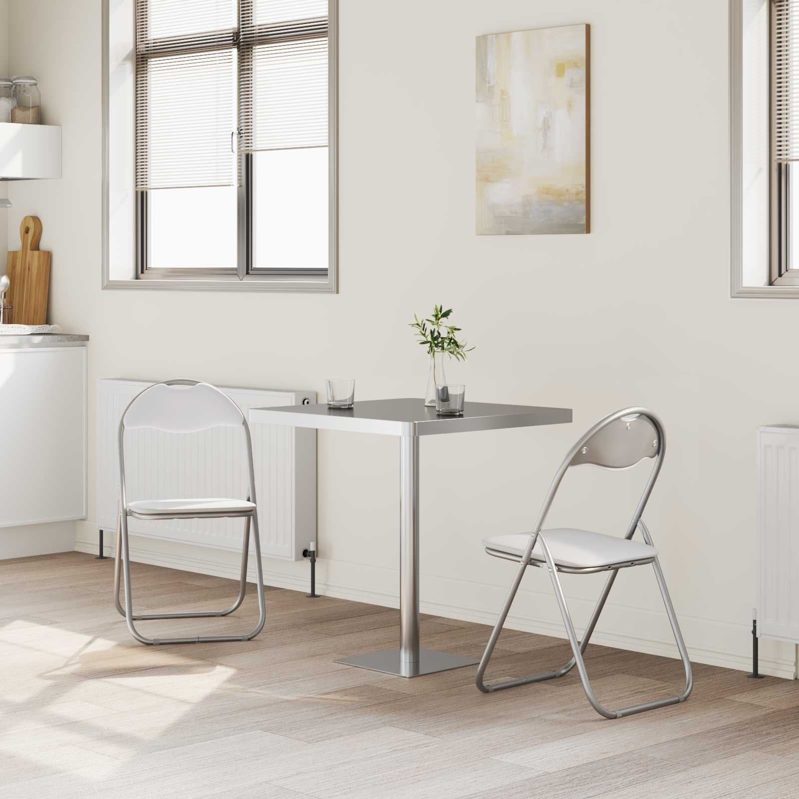 vidaXL Klappstuhl 2 pcs Weiß und Grau 48 x 43,5 x 81 cm Kunstleder