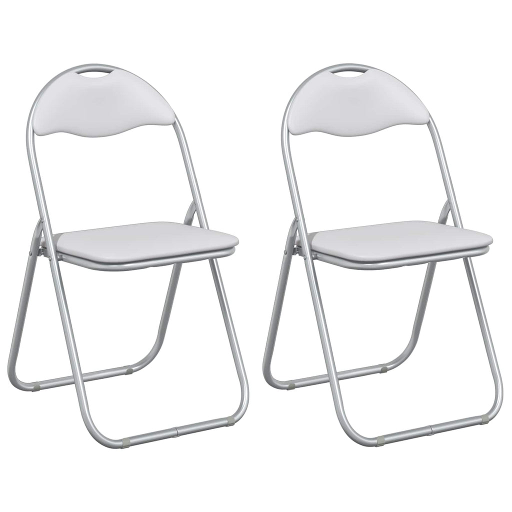 vidaXL Klappstuhl 2 pcs Weiß und Grau 48 x 43,5 x 81 cm Kunstleder