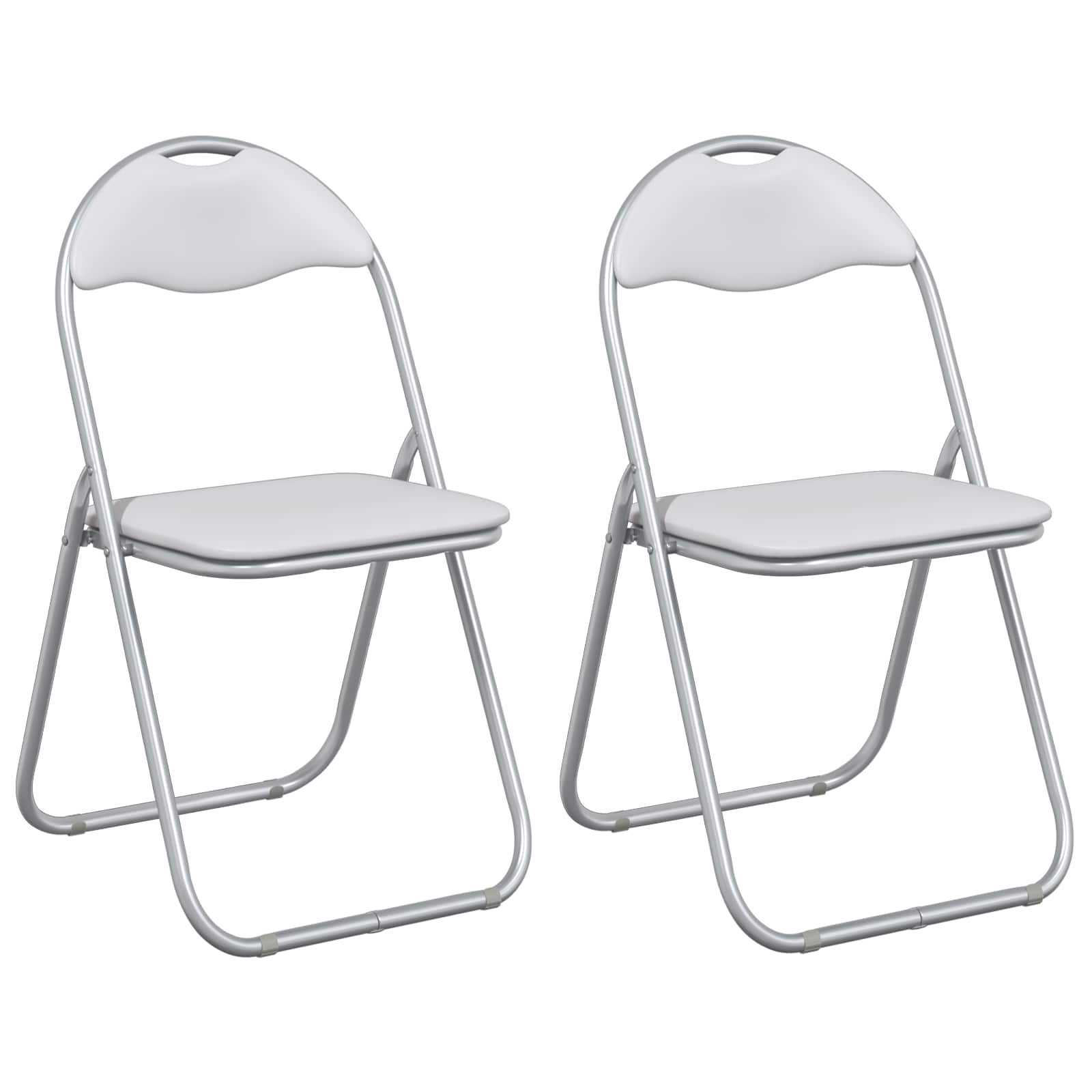 vidaXL Klappstuhl 2 pcs Weiß und Grau 48 x 43,5 x 81 cm Kunstleder