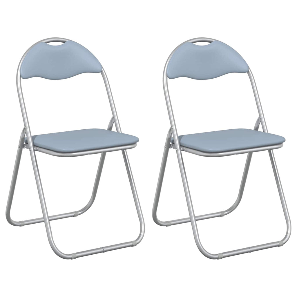 vidaXL Klappstuhl 2 pcs Grau 48 x 43,5 x 81 cm Kunstleder