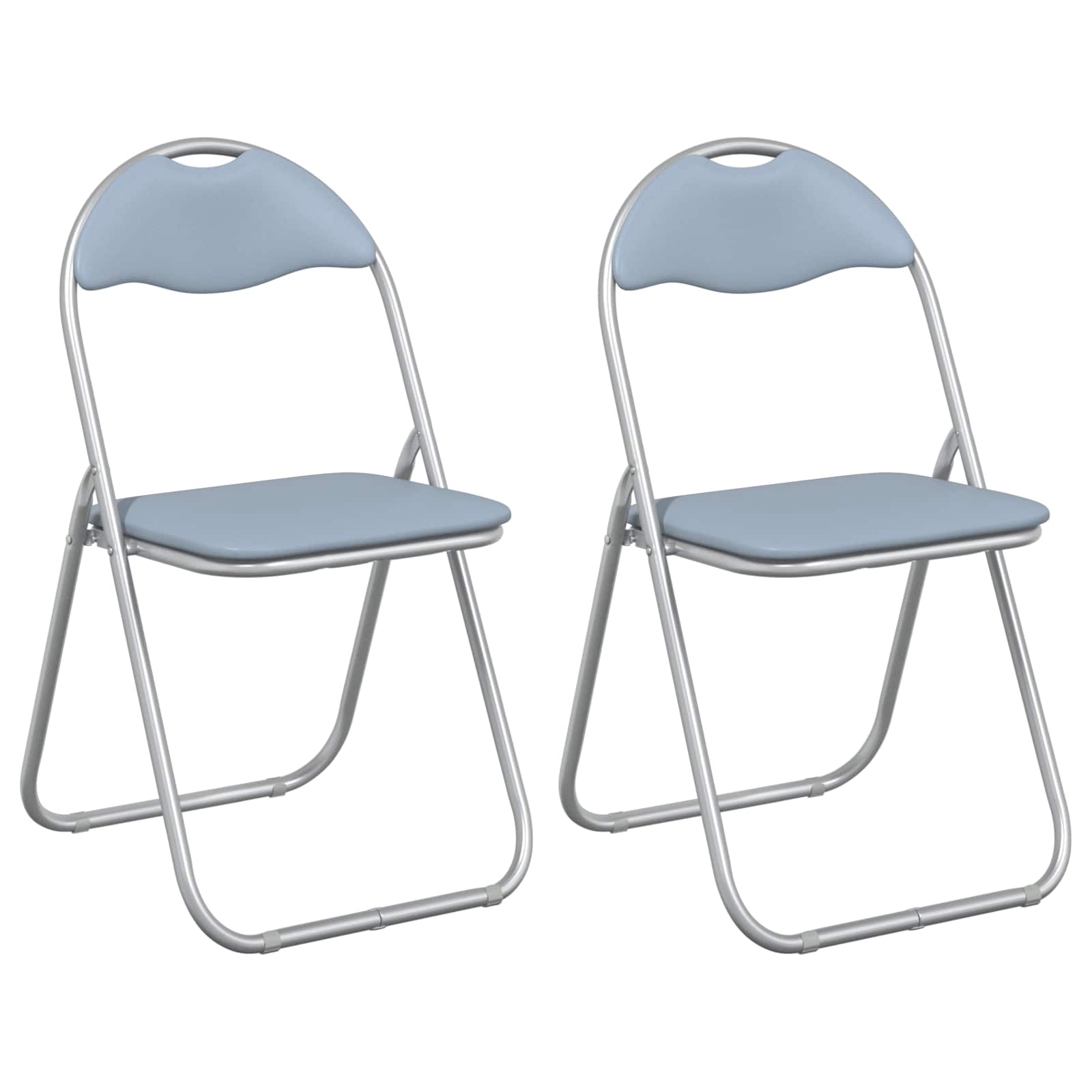 vidaXL Klappstuhl 2 pcs Grau 48 x 43,5 x 81 cm Kunstleder