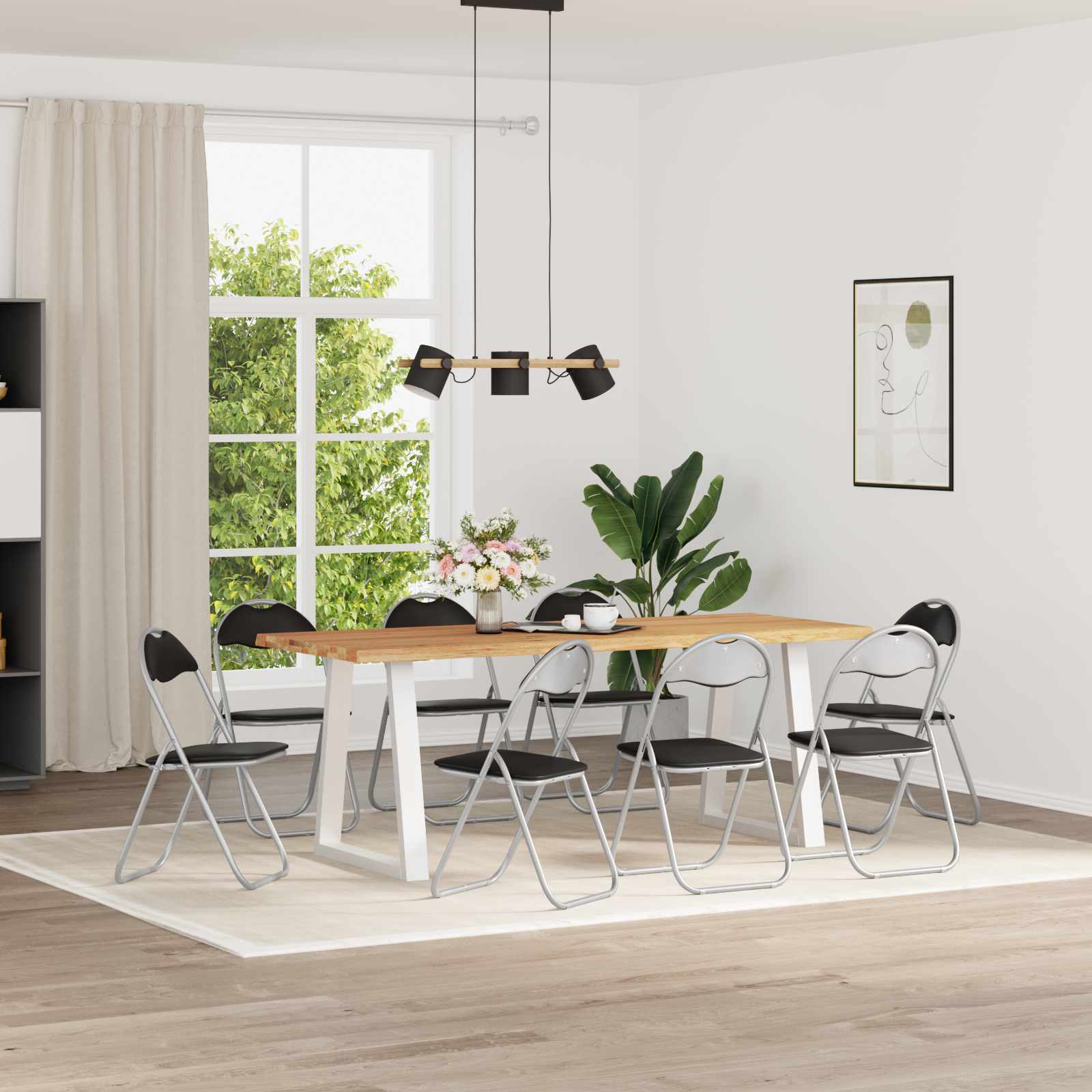 vidaXL Klappstuhl 8 pcs Schwarz und Grau 48 x 43,5 x 81 cm Kunstleder