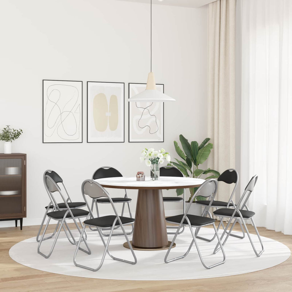 vidaXL Klappstuhl 8 pcs Schwarz und Grau 48 x 43,5 x 81 cm Kunstleder