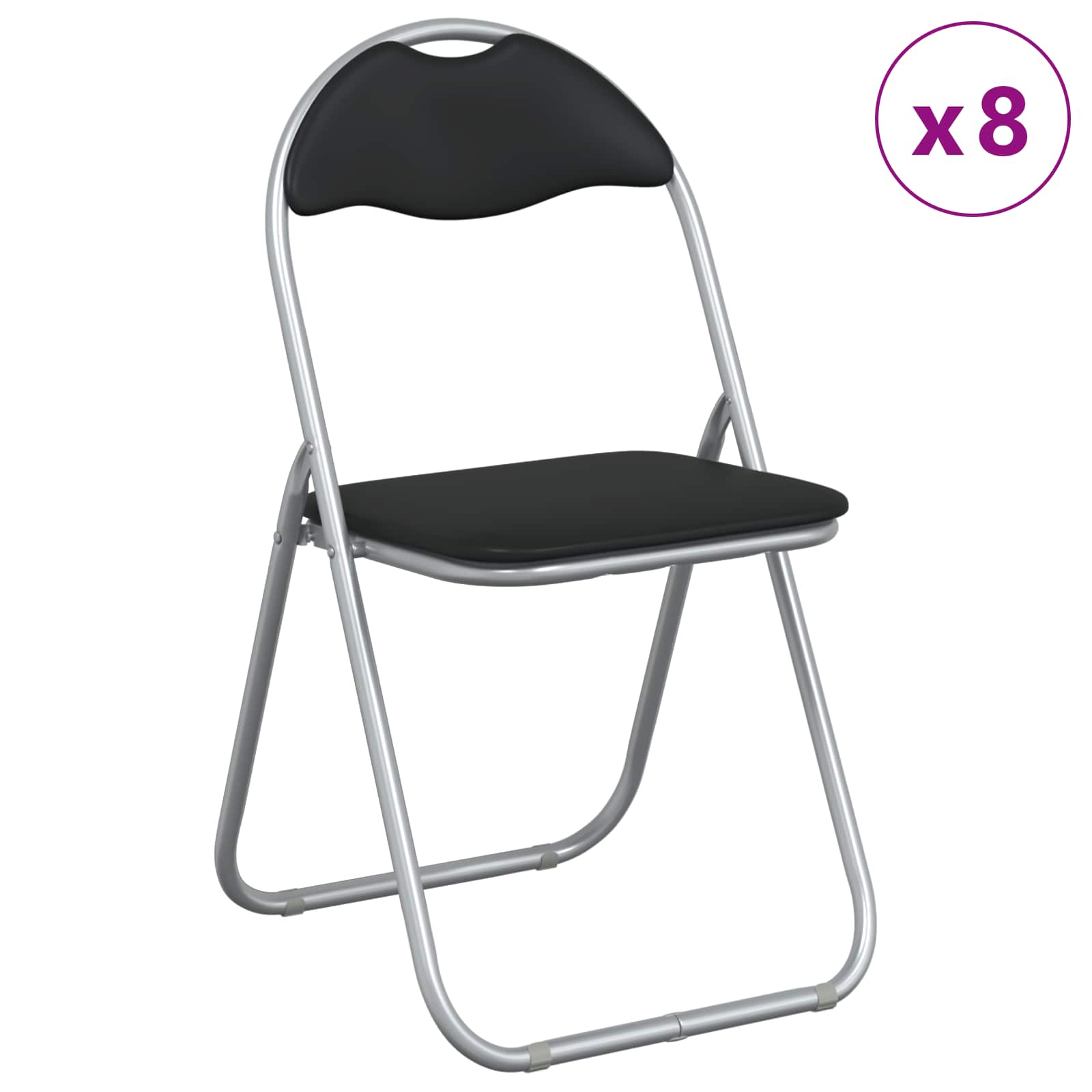 vidaXL Klappstuhl 8 pcs Schwarz und Grau 48 x 43,5 x 81 cm Kunstleder