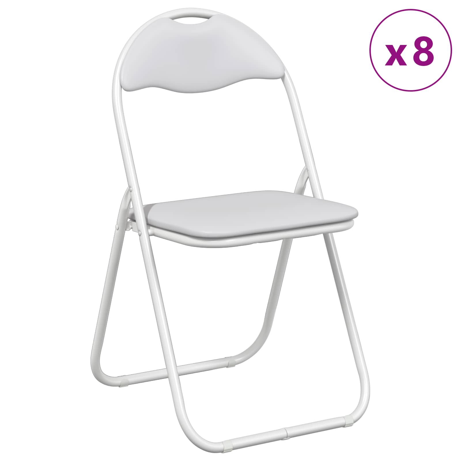 vidaXL Klappstuhl 8 pcs Weiß 48 x 43,5 x 81 cm Kunstleder