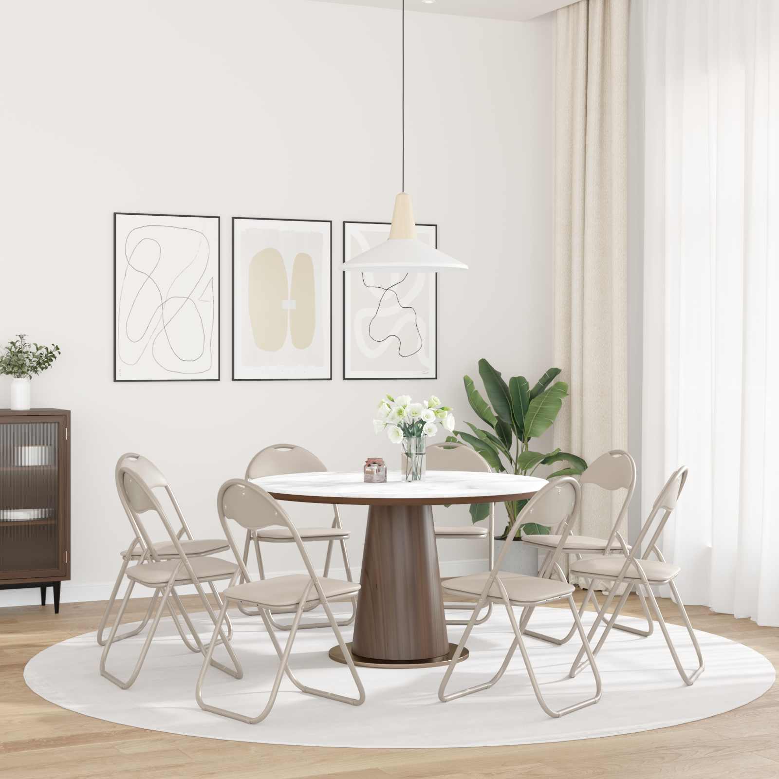 vidaXL Klappstuhl 8 pcs Sand 48 x 43,5 x 81 cm Kunstleder