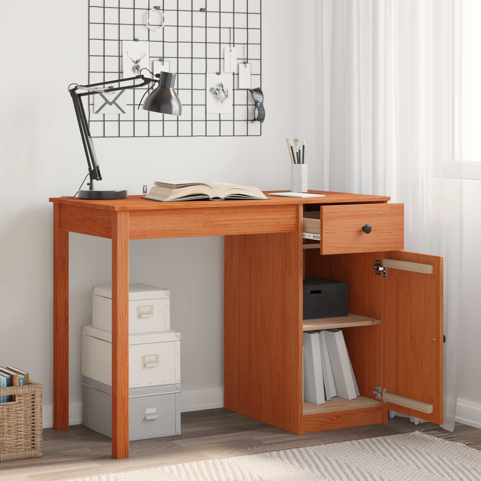 vidaXL Schreibtisch Wachsbraun 100 x 50 x 74 cm Massives Kiefernholz