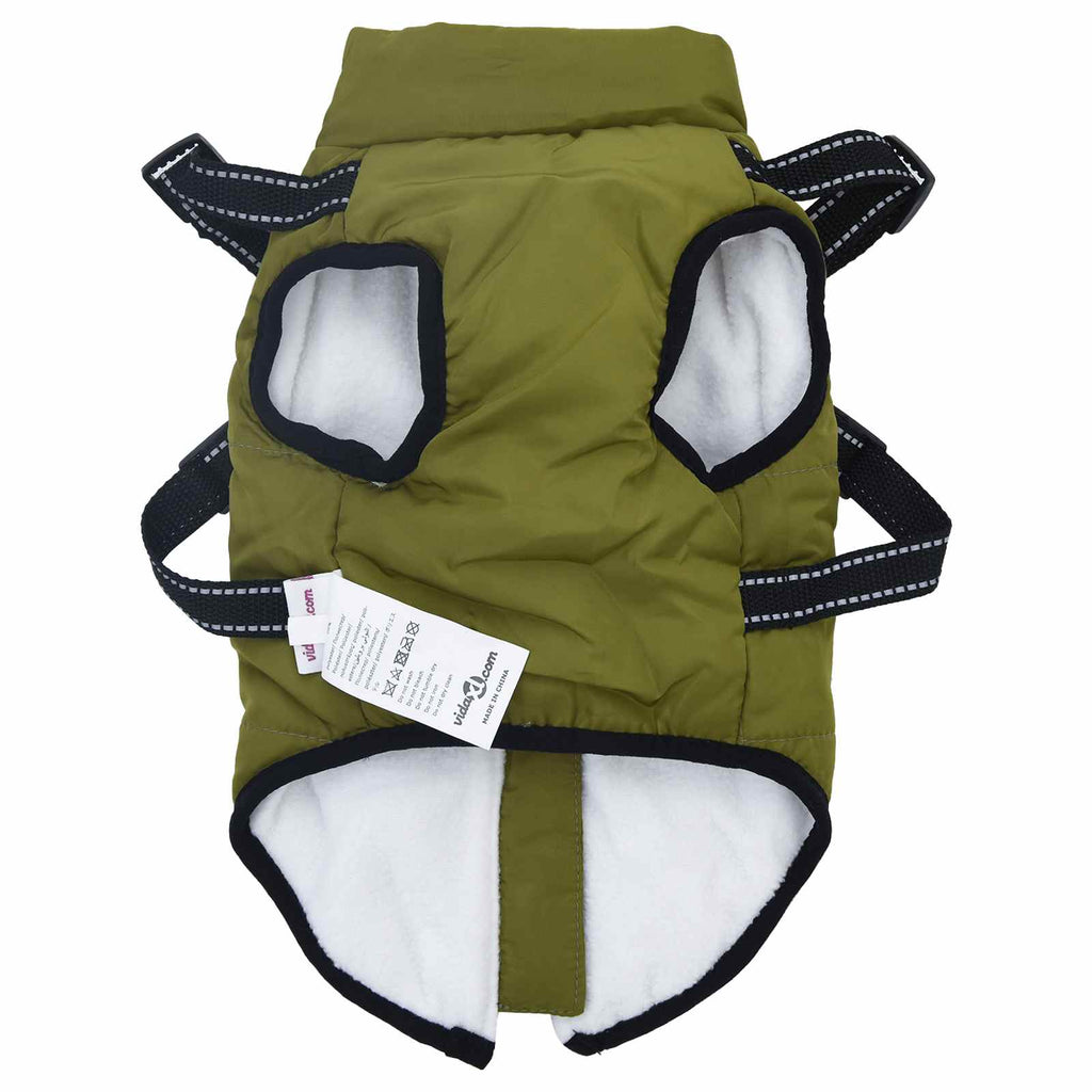 vidaXL Hundemantel Olivegrün L24 Fleece und Polyester