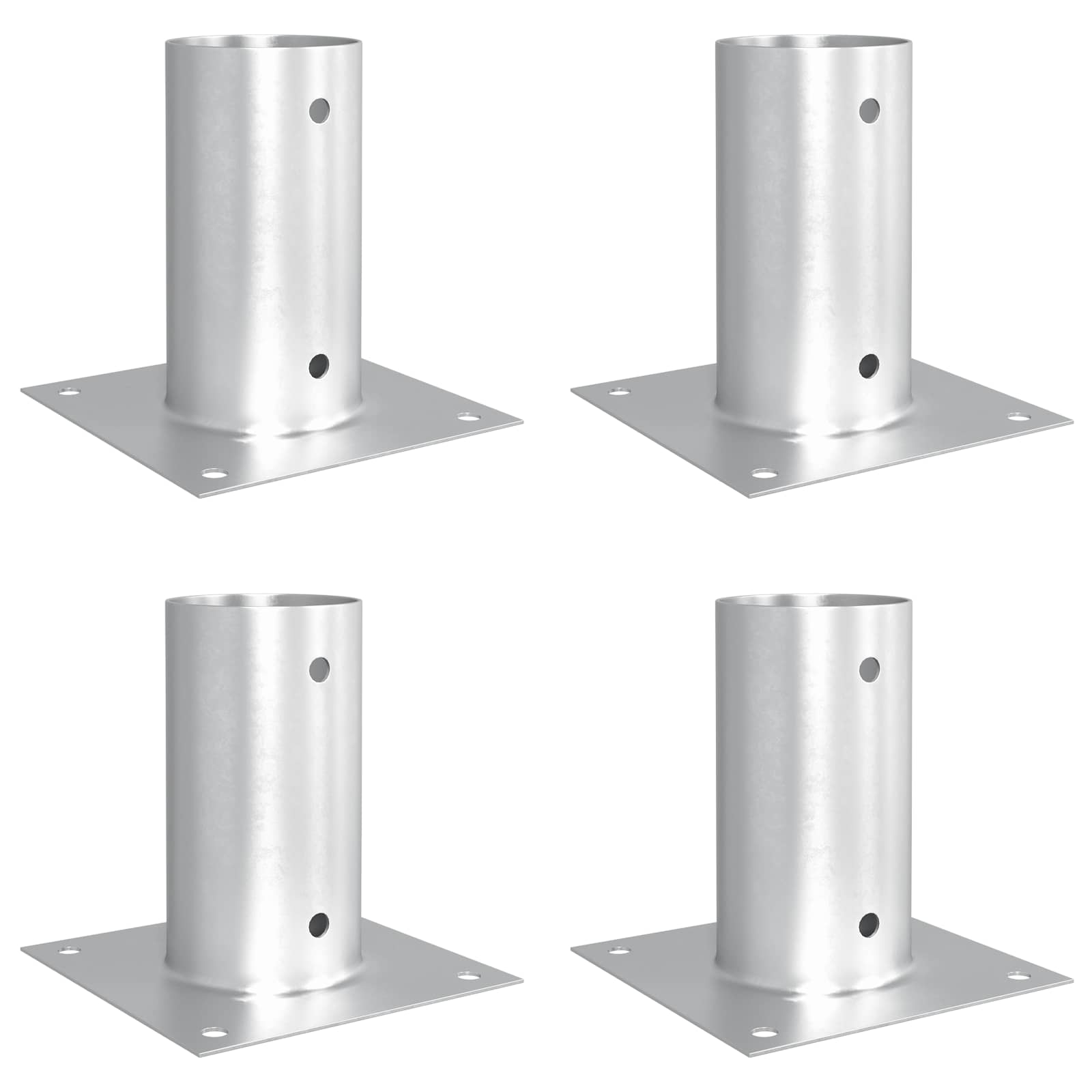 vidaXL runder Bodenanker 4 pcs Silber 15 x 15 x 15 cm Metall