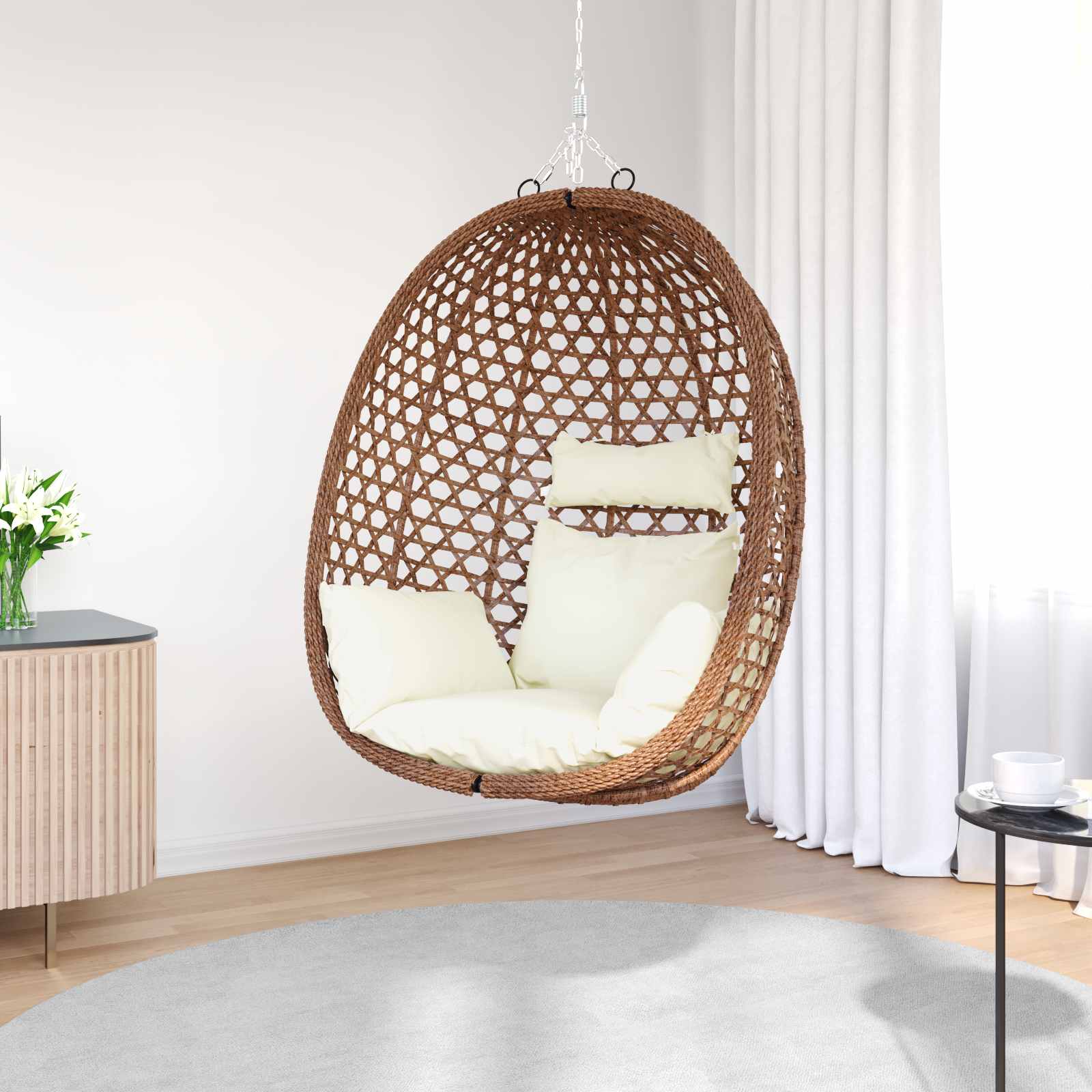 vidaXL Hängesessel ohne Gestell Poly-Rattan 92 x 57,5 x 110 cm