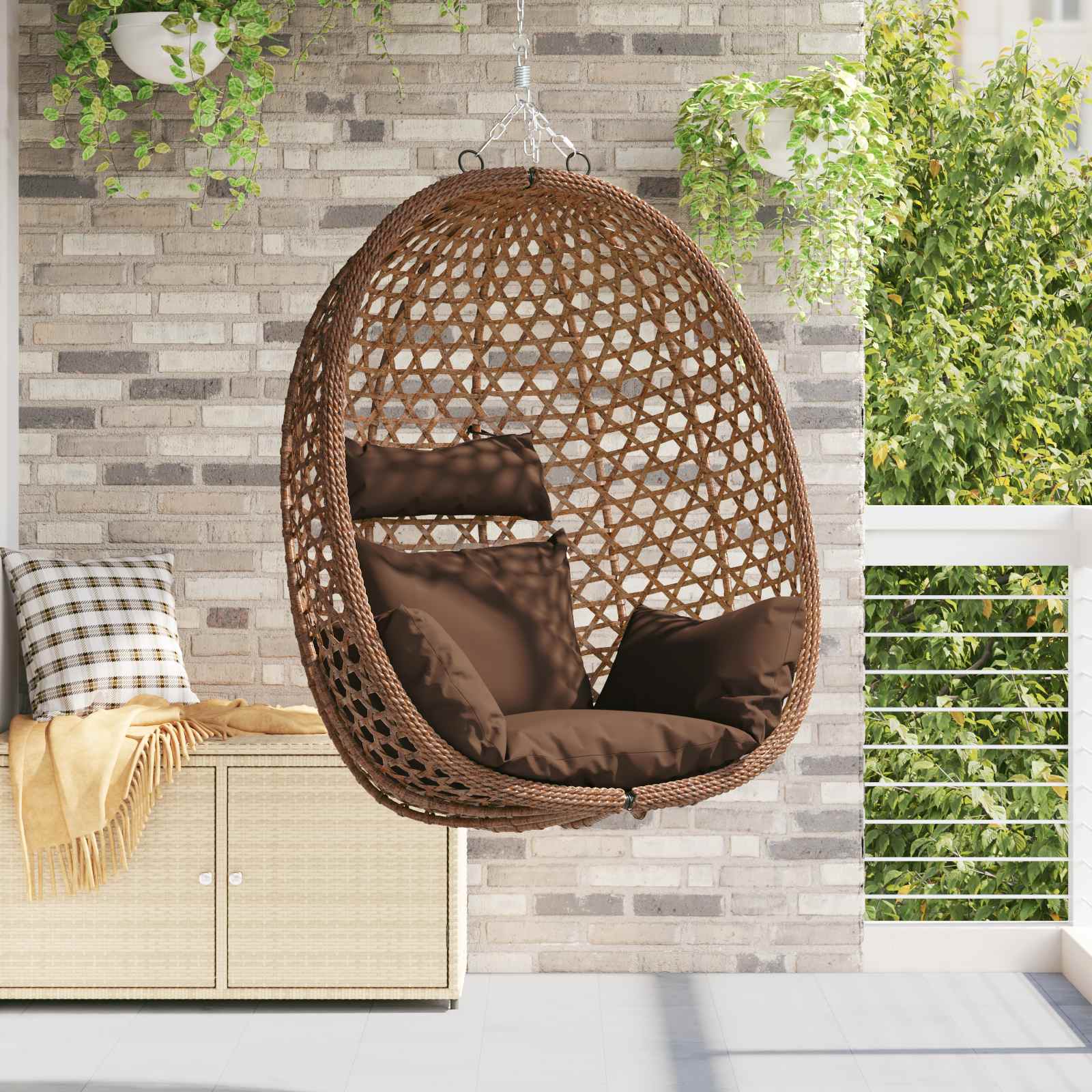 vidaXL Hängesessel ohne Gestell Kaffeebraun 92 x 57,5 x 110 cm