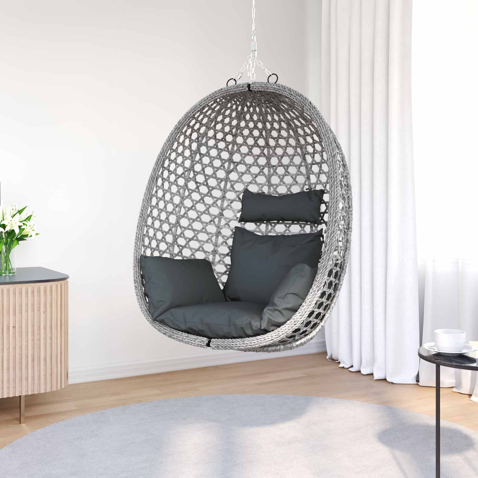 vidaXL Hängesessel ohne Gestell Anthrazit und Grau 92 x 57,5 x 110 cm