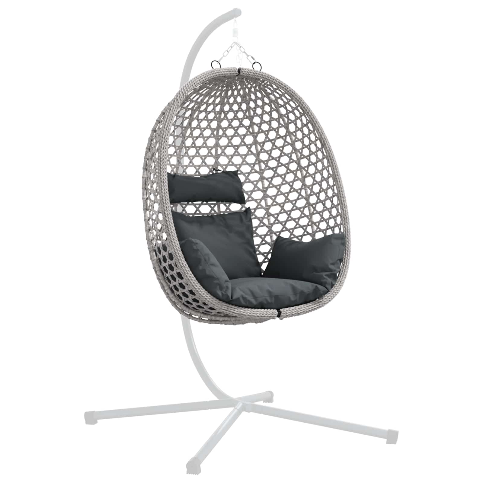 vidaXL Hängesessel ohne Gestell Anthrazit und Grau 92 x 57,5 x 110 cm