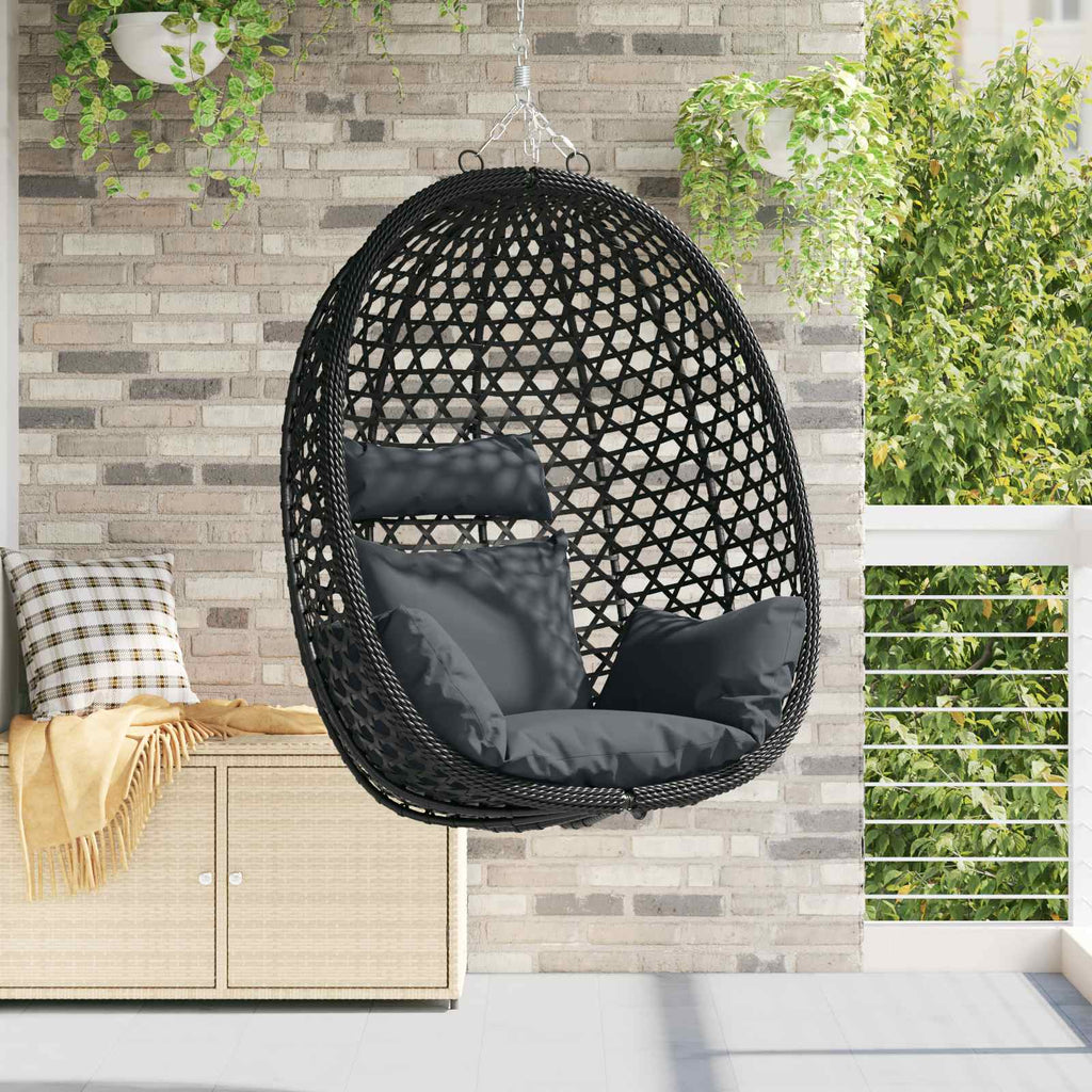 vidaXL Hängesessel ohne Gestell Anthrazit und Schwarz Poly-Rattan