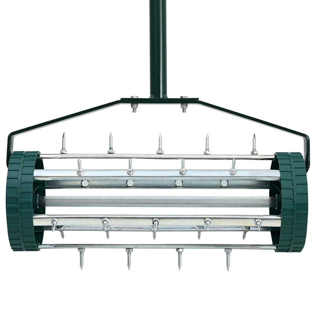 vidaXL Rasenroller mit Luftungszangen Grün 127,5 x 44 cm Stahl