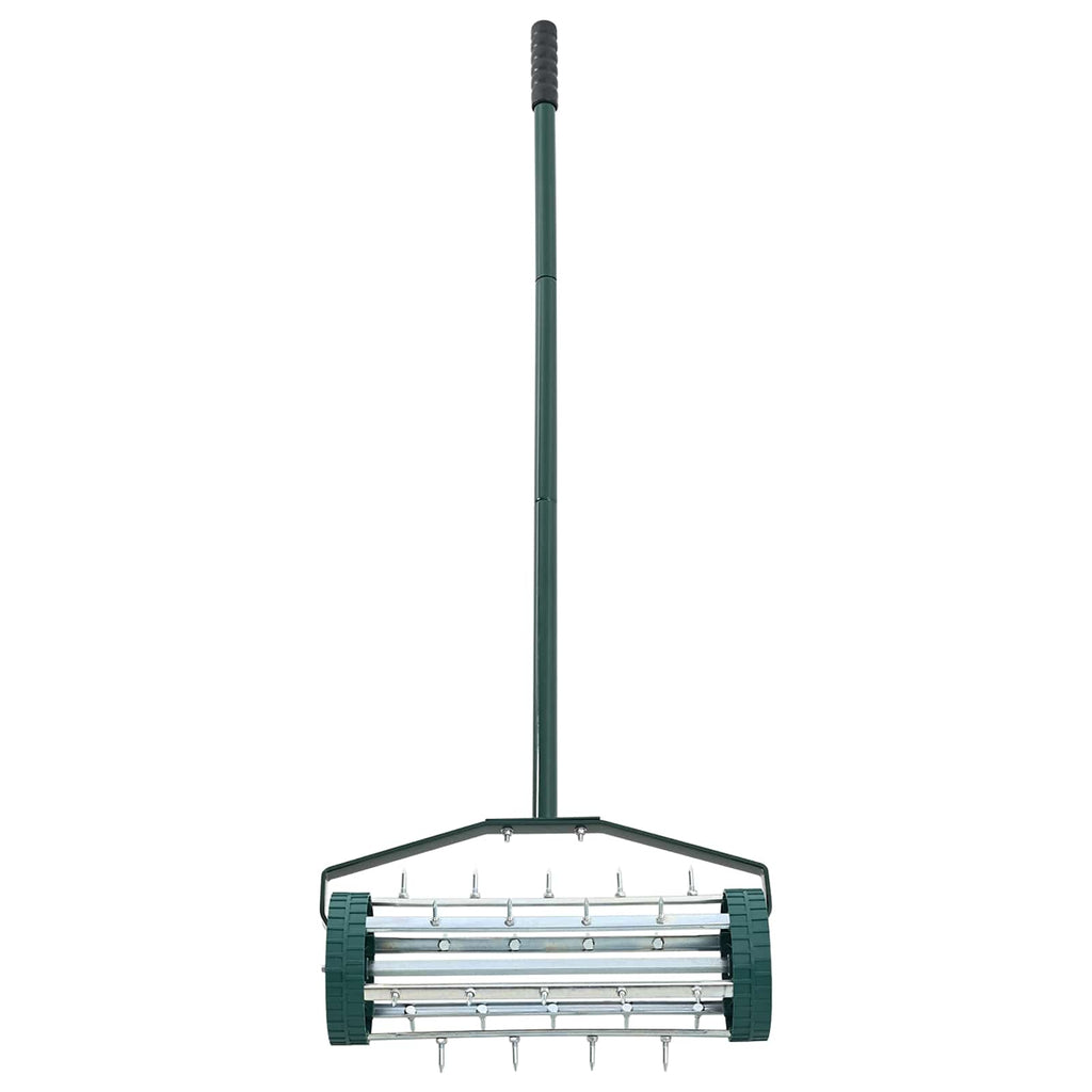 vidaXL Rasenroller mit Luftungszangen Grün 127,5 x 44 cm Stahl