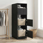 vidaXL Wäscheschrank mit Tür Schwarz Eichen-Optik 50 x 68 x 162 cm