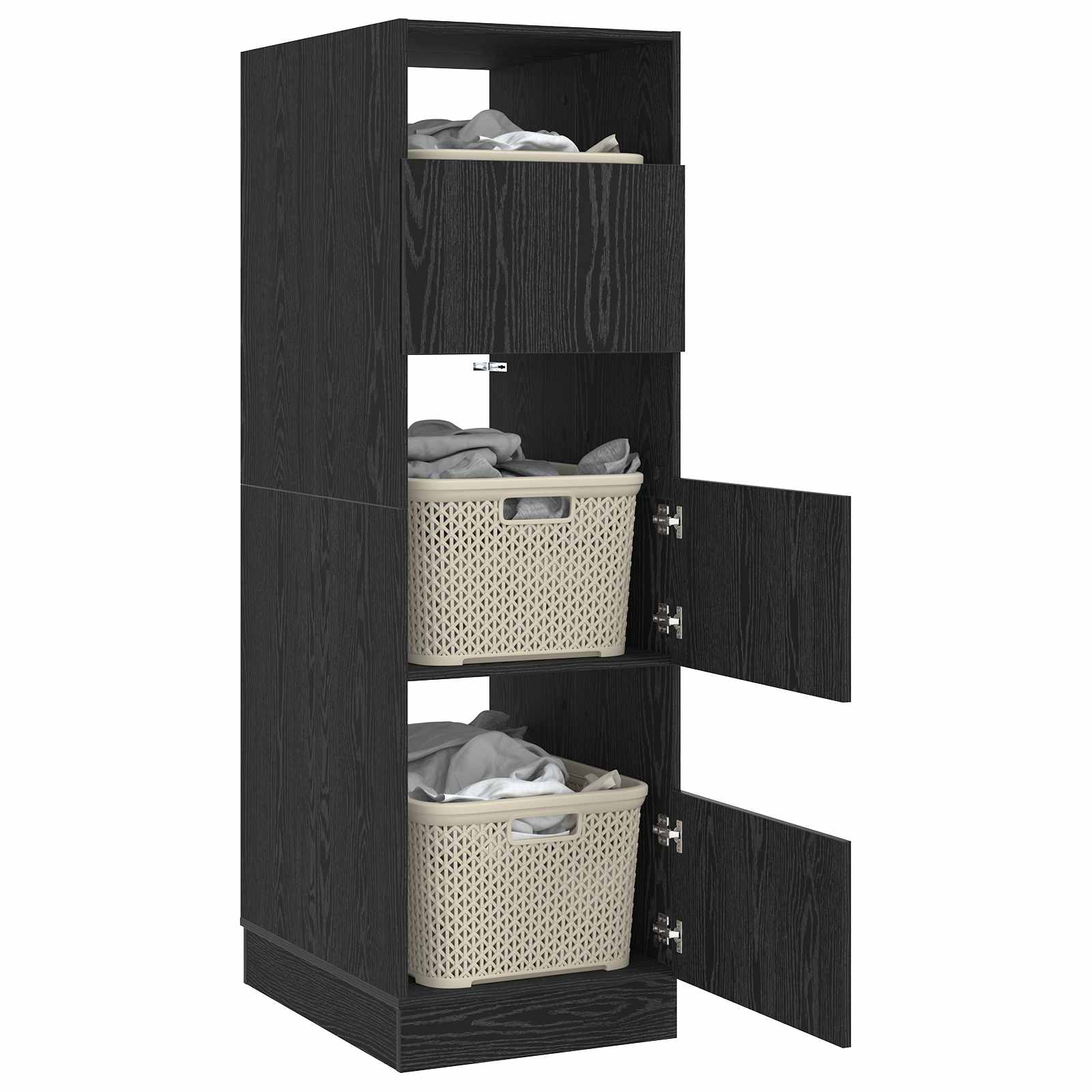 vidaXL Wäscheschrank mit Tür Schwarz Eichen-Optik 50 x 68 x 162 cm