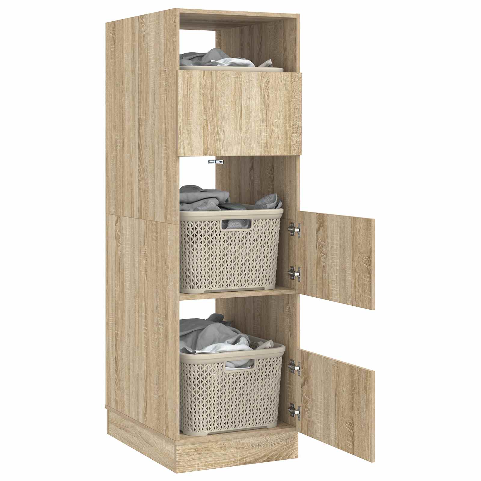 vidaXL Wäscheschrank mit Tür Sonoma 50 x 68 x 162 cm Holzwerkstoff