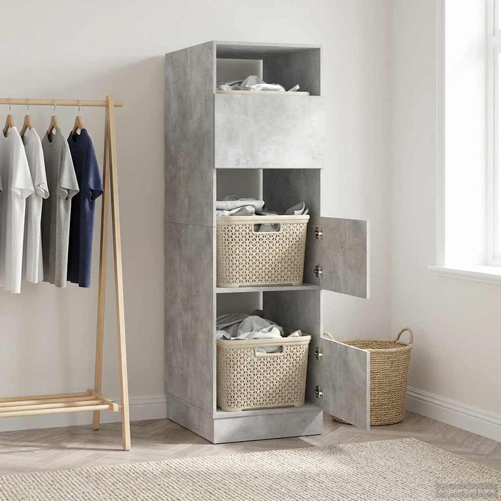 vidaXL Wäscheschrank mit Speicher Beton 50 x 68 x 162 cm Holzwerkstoff