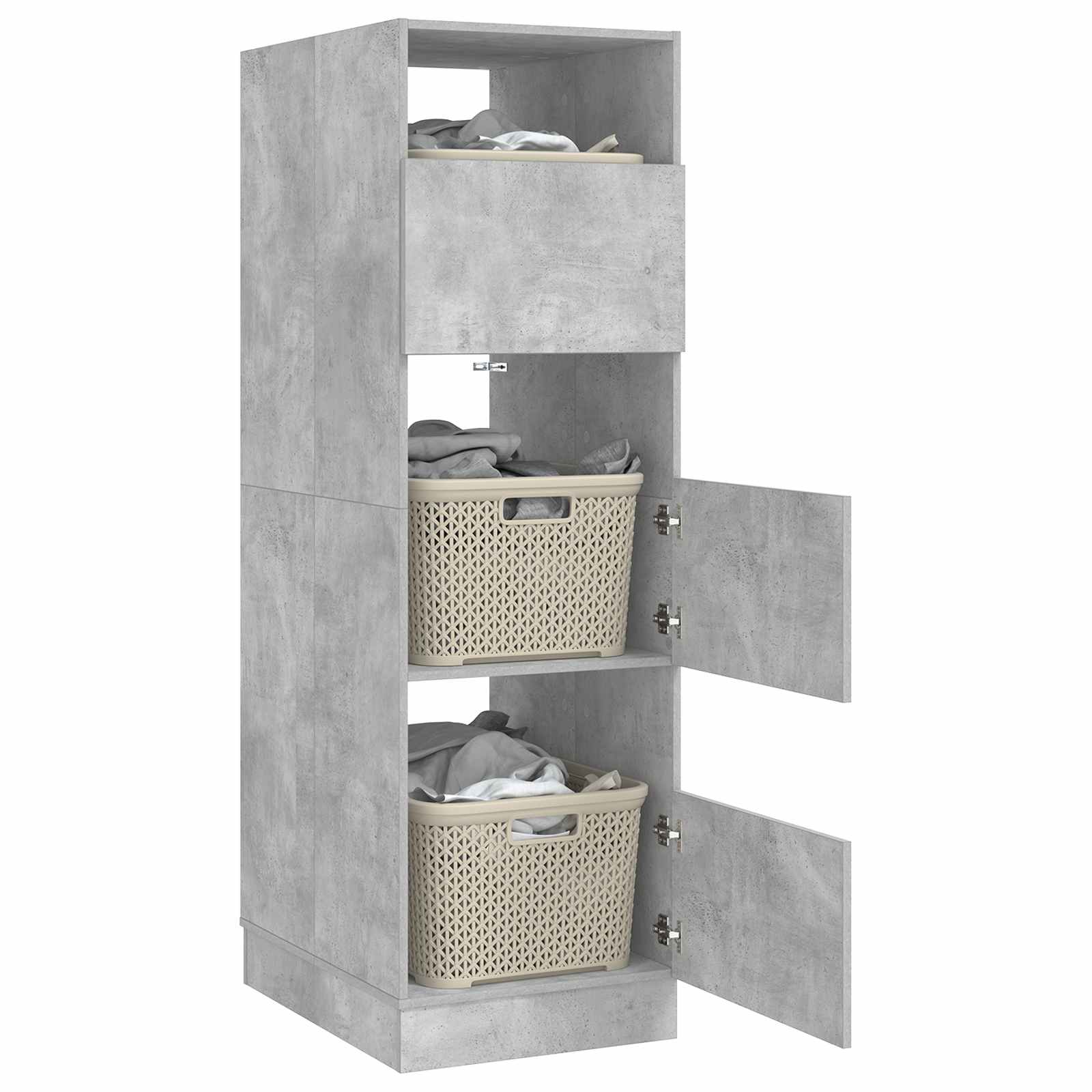 vidaXL Wäscheschrank mit Speicher Beton 50 x 68 x 162 cm Holzwerkstoff