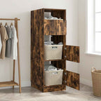 vidaXL Wäscheschrank Geräucherte Eiche 50 x 68 x 162 cm Holzwerkstoff