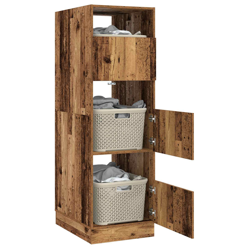 vidaXL Wäscheschrank mit Speicher mit Tür Altholz Holzwerkstoff