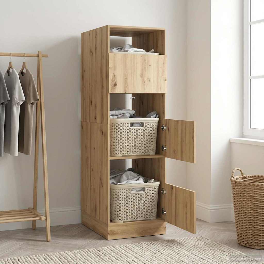 vidaXL Wäscheschrank mit Speicher mit Tür Artisan-Eiche Holzwerkstoff