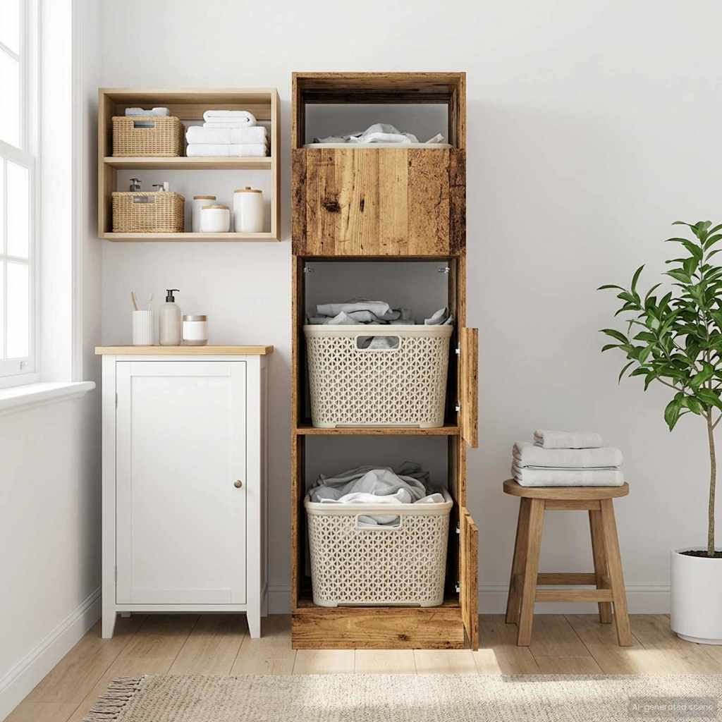 vidaXL Wäscheschrank mit Speicher mit Tür Artisan-Eiche Holzwerkstoff