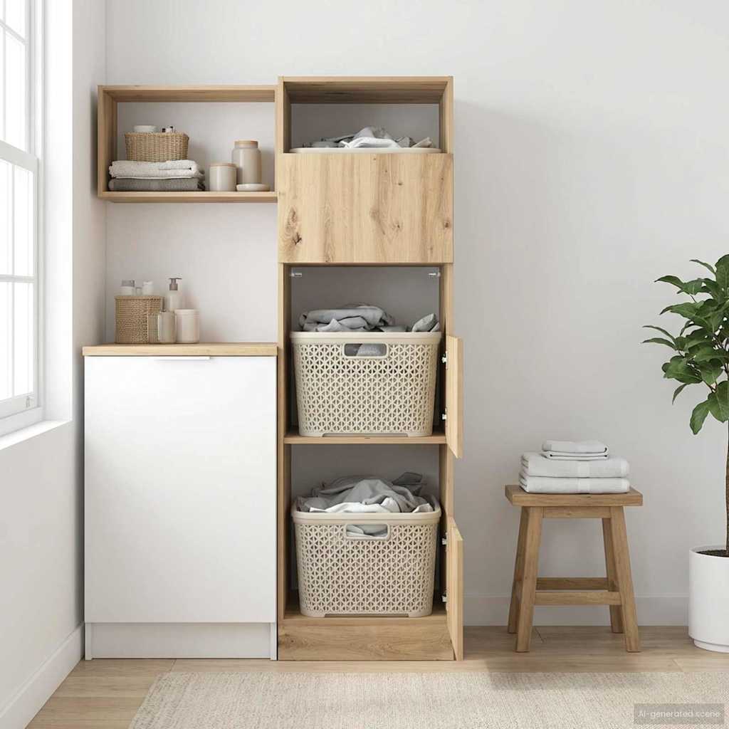 vidaXL Wäscheschrank mit Speicher mit Tür Artisan-Eiche Holzwerkstoff