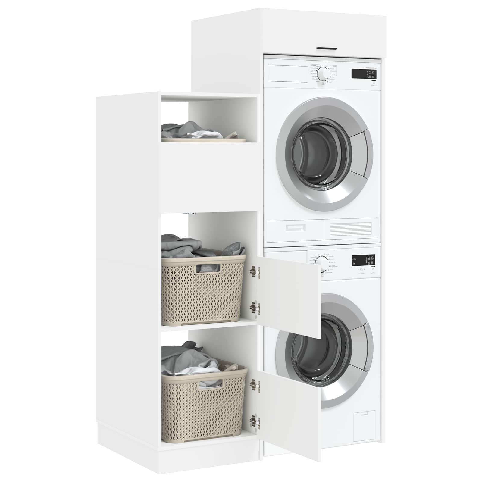 vidaXL Wäscheschrank Set mit Speicher 2 pcs Weiß Holzwerkstoff