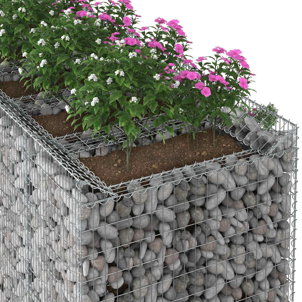vidaXL Gabionen-Hochbeet 3 pcs Silber