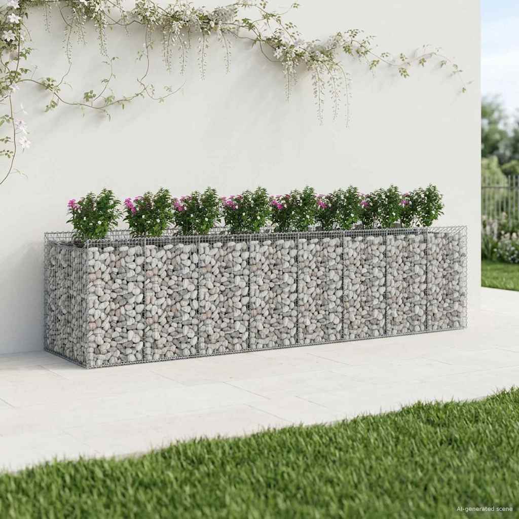 vidaXL Gabionen-Hochbeet 4 pcs Silber