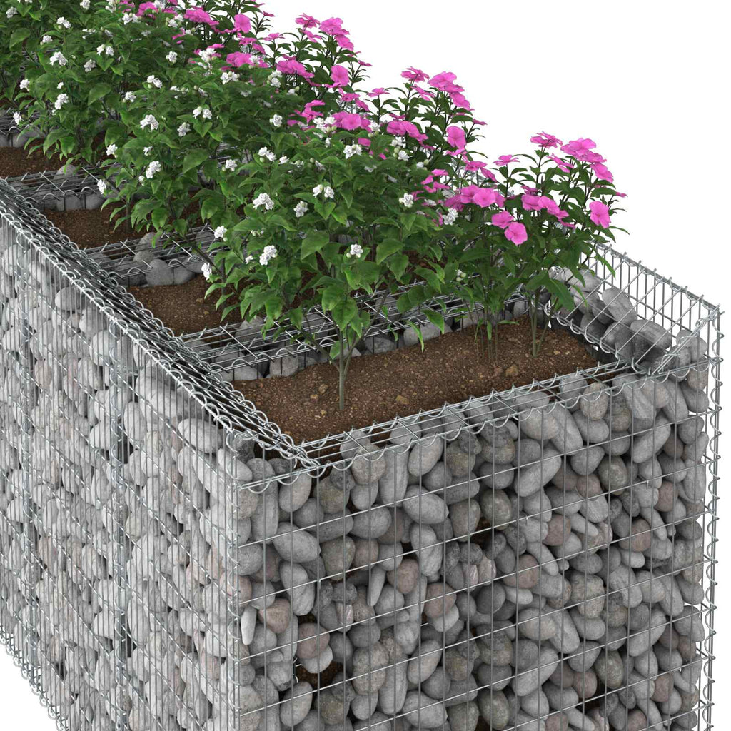 vidaXL Gabionen-Hochbeet 4 pcs Silber