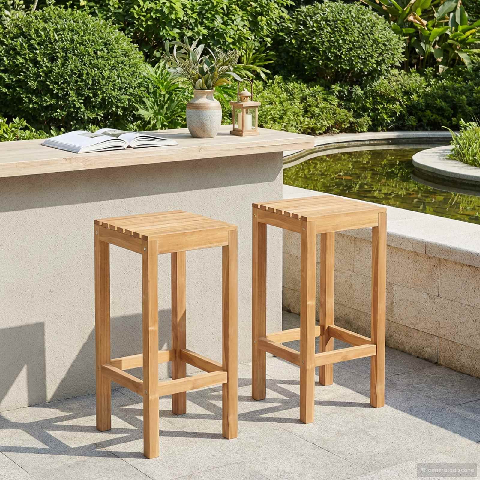 vidaXL Barhocker 2 pcs Natur 35 x 35 x 75 cm Massivholz Teak