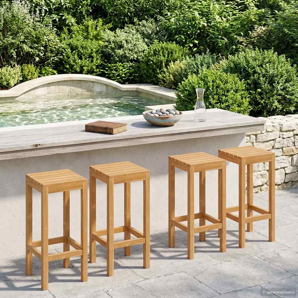 vidaXL Barhocker 4 pcs Natur 35 x 35 x 75 cm Massivholz Teak