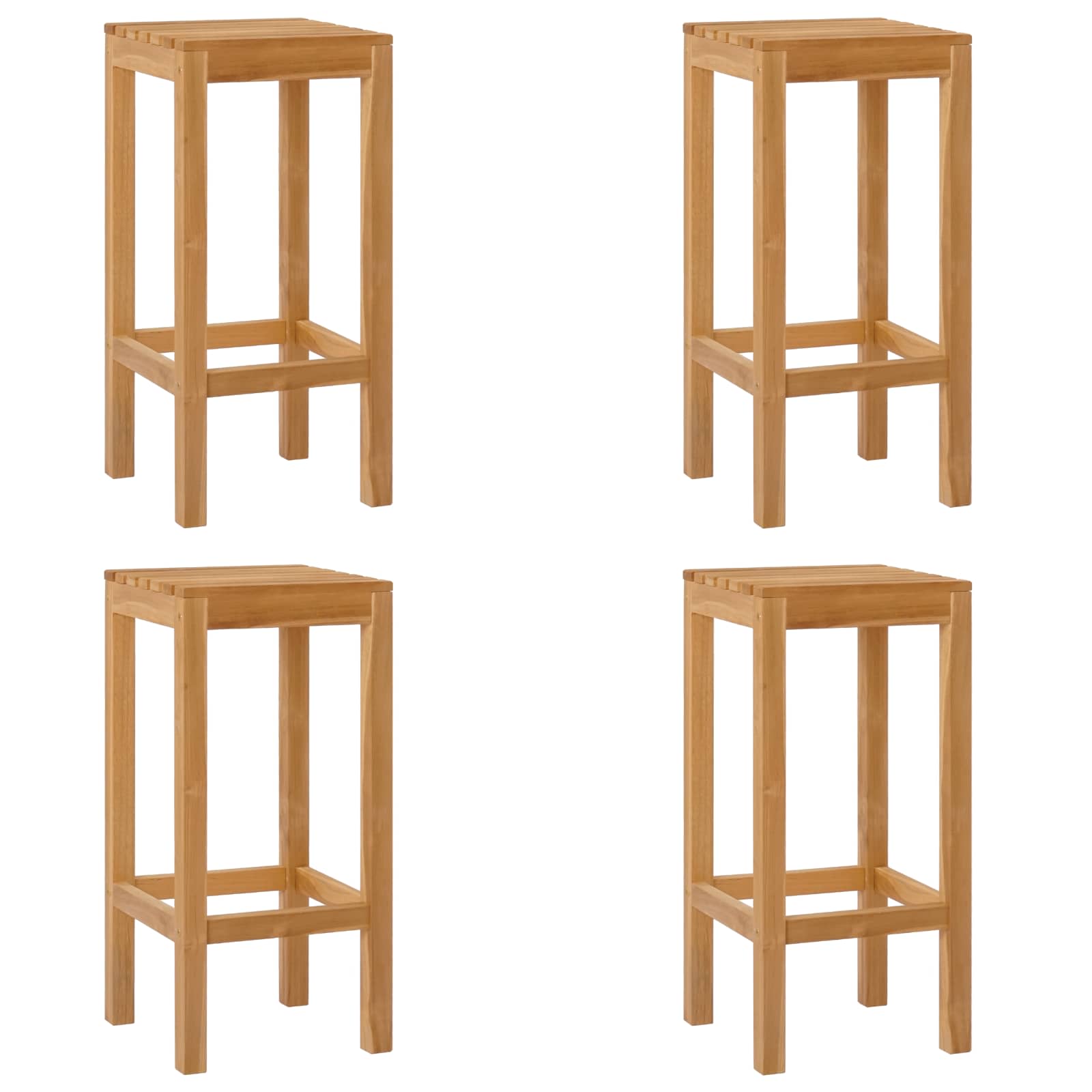vidaXL Barhocker 4 pcs Natur 35 x 35 x 75 cm Massivholz Teak