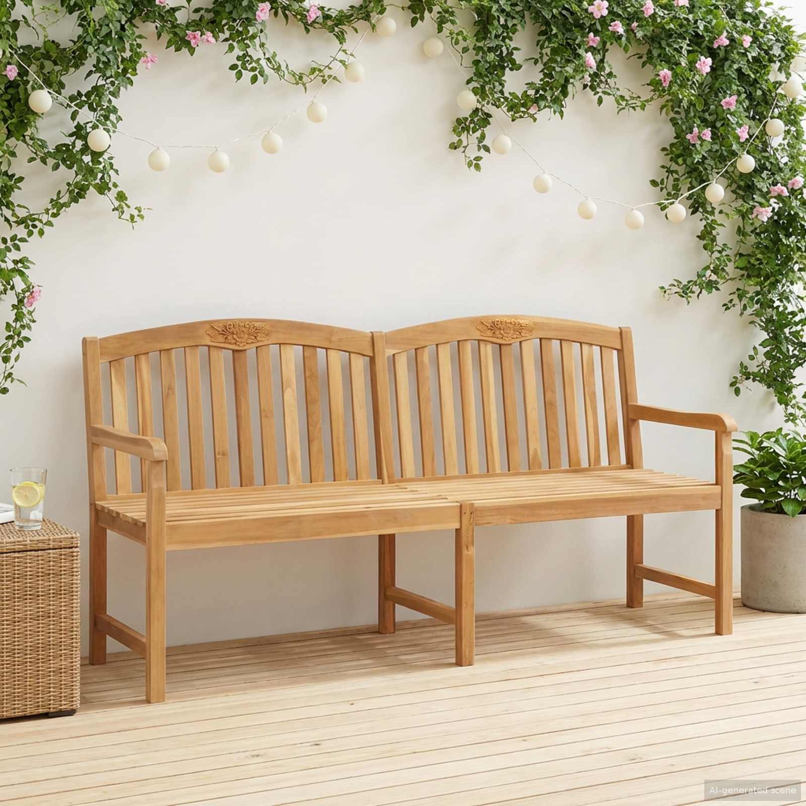 vidaXL Handgefertigte Rosenbank Natur 150 x 60 x 90 cm Massivholz Teak