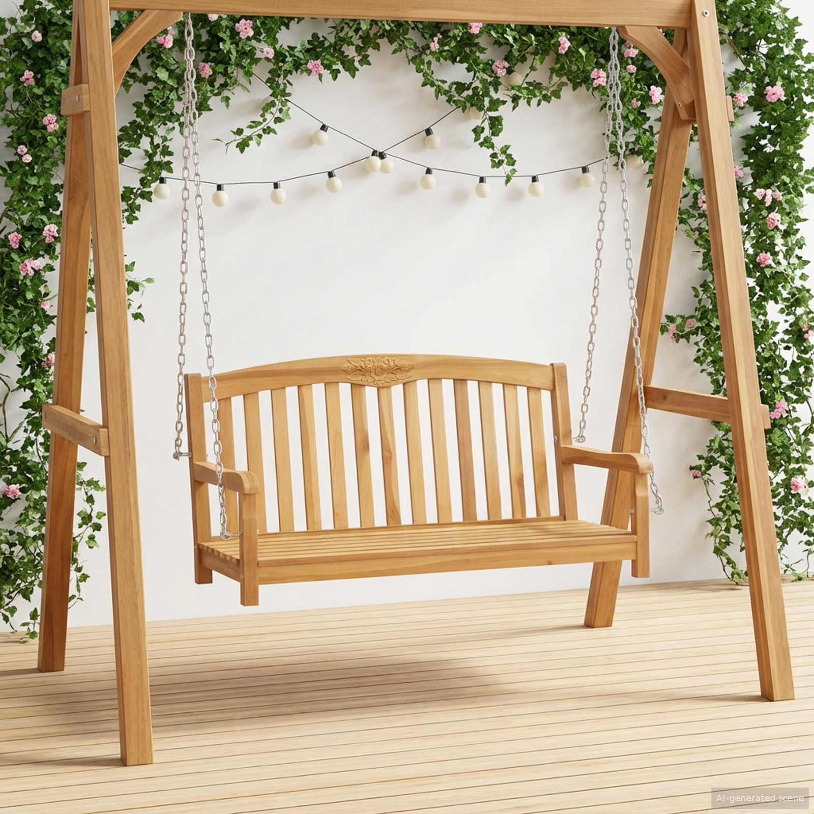 vidaXL Schaukelbank Natur 114 x 61 x 61,5 cm Massivholz Teak