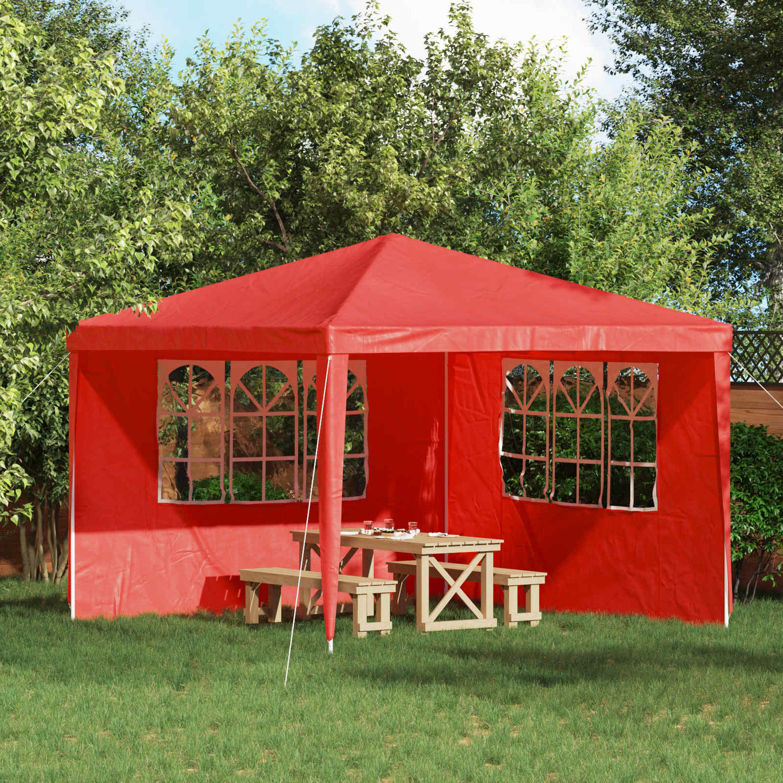 vidaXL Party Zelt Seitenteil 2 pcs 300 x 195 cm Rot PE und Stahl