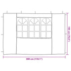 vidaXL Party Zelt Seitenteil 2 pcs 300 x 195 cm Rot PE und Stahl